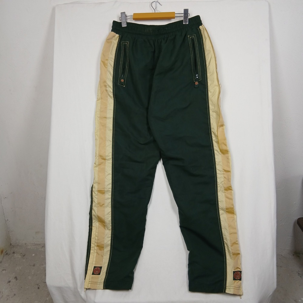 Wernesgruner Collection Track Pants XL Dark Green Beige Stripe Y2K Sportswear
